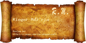 Rieger Mária névjegykártya