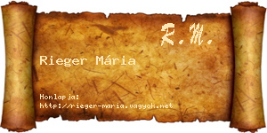 Rieger Mária névjegykártya